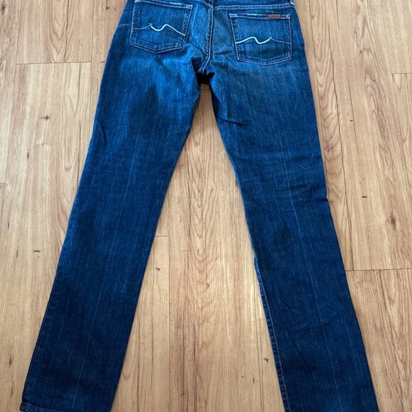 7 For All Mankind- Women's Straight Leg Stretchy Blue Jeans (Size 50) - Picture 6 of 8